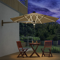 Parasol mural extensible avec lumière LED, nouveau design en forme de soleil pour patio, parasol mural rétractable