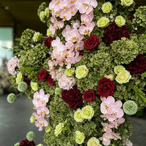 ซุ้มดอกไม้ผ้าไหมสีชมพูพาสเทลเสมือนจริงสำหรับงานแต่งงานกลางแจ้งและทางเข้าโรงเรียน - Product Image 4