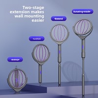 Nouvelle raquette anti-moustiques électrique télescopique rechargeable par USB, pliable, en PP, pour la maison, 2-en-1