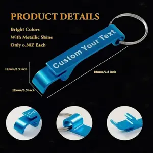 1PCS Custom LOGO <b>Name</b> Aluminum Alloy Bottle Opener Beer Keychain Keyring Multifunctional Laser Carving <b>Chain</b> Bar AD Multi Color - Product Image 2