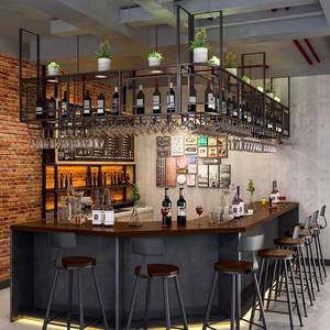 现代倒置酒杯架，带高脚杯酒吧衣架铁挂酒架，用于家庭或餐厅酒吧家具 - Product Image 2