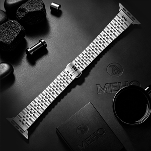 Correa de Reloj de Titanio para Reloj Inteligente, Cierre Plegable de Doble Botón, Correa de Eslabones Plateada, Transpirable, Elástica, Accesorio de Moda - Product Image 1