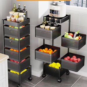Prix préférentiel, étagère rotative pour légumes et fruits en acier au carbone, chariot roulant carré, étagère de rangement rotative pour condiments - Product Image 1