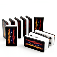 Dominos en acrylique double face avec drapeau de la République Dominicaine, 55 pièces, ensemble multicouche collé, pour jeu de table familial, vente en gros
