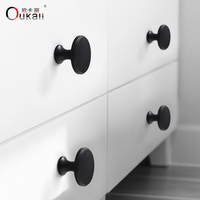 Oukali vente en gros de meubles simples et modernes poignée de tiroir armoire en alliage d'aluminium commode de cuisine boutons de traction noirs