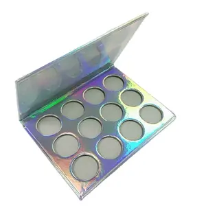 Foglio di tecnologia personalizzato 12 disco glitter ologramma cosmetico eyeshadow palette box
