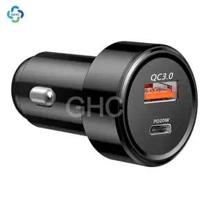 GHC Pd38w חכם מטען לרכב 20W USB-C סוג-C + QC 3.0 USB מיני מהיר מהיר מטען מטען