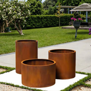 Pots de plantes ronds <span class=keywords><strong>en</strong></span> acier corten Grands jardinières de jardin <span class=keywords><strong>en</strong></span> métal rustique Pots de fleurs ronds d'extérieur Jardinières d'arbres <span class=keywords><strong>en</strong></span> acier corten - Product Image 3