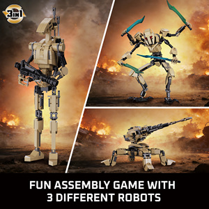 HTL Nuevo Diseño 3 en 1, Set de Bloques de Construcción de <span class=keywords><strong>Guerra</strong></span> Espacial, Figuras Transformables de Robot <span class=keywords><strong>del</strong></span> <span class=keywords><strong>Futuro</strong></span> y Avión de Combate, Juguetes para Niños y Adultos - Product Image 3