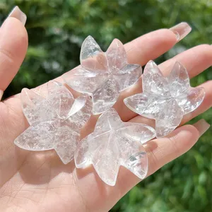 Natural Crystal Crafts Healing Stone Carving Marine Biology Clear Quartz Starfish Pendant For Use Decoration