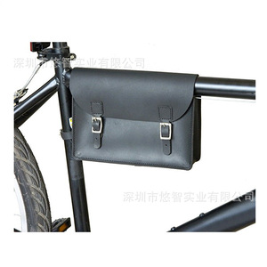 Custom leather bicycle front crossbar tool bag, mountain bike bag, saddle bag, bicycle equipment accessories. - Product Image 1