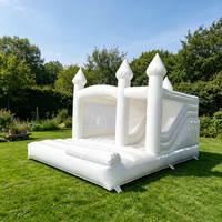 Château gonflable tout blanc en PVC avec toboggan, capacité 500 kg, portable pour mariage, fête, adultes et enfants