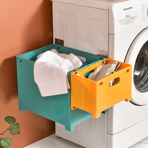 Cesto <span class=keywords><strong>Portabiancheria</strong></span> da Parete in Plastica Semplice per Bagno e Attrezzi, Pieghevole e Portatile, <span class=keywords><strong>Salvaspazio</strong></span> - Product Image 5