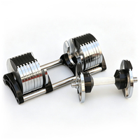 Ensemble d'haltères réglables de qualité commerciale, construction en acier, finition chromée, poignée antidérapante, augmentation de 4 kg, entraînement musculaire