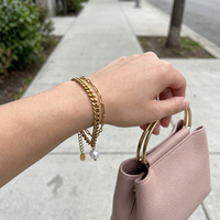 Bracelet minimaliste en métal doré Bingxin avec accents de perles, accessoire de mode féminin, bracelet chaîne empilable pour usage quotidien