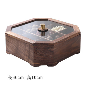 Boîte à fruits secs en bois avec couvercle, 6 compartiments, rangement multifonction pour collations, noix, bonbons, plateau de service, utilisation dans le salon - Product Image 4