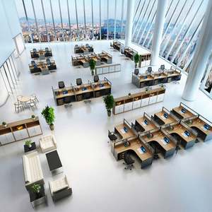 Ensemble de meubles de bureau Table de bureau en bois avec piédestal latéral Bureau du personnel financier - Product Image 4