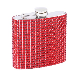 Bán buôn 6oz 304 thép không gỉ chai rượu vang Flask Set xách tay Thời trang kim cương thiết kế lấp lánh Rhinestone Hip Flask Quà Tặng - Product Image 2