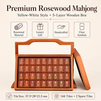 Ensemble de Mahjong Premium 146 Pièces en Bois de Palissandre avec Incrustations Coquillages, Fait Main, Coffret Cadeau de Luxe pour Divertissement à Domicile