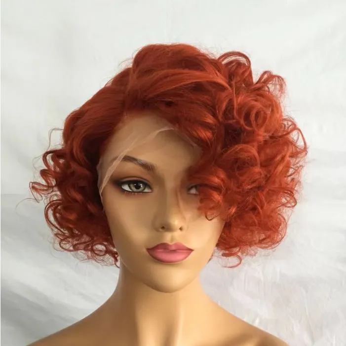 Amara latest design vietnam pixie curls vietnamese pixie wigs and pixie curls wig blonde with Swiss lace front