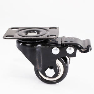 Accesorios de caja de vuelo personalizados ruedas de esquina vintage negras freno doble rodamiento de acero ruedas de PVC Carro de 2 pulgadas - Product Image 2