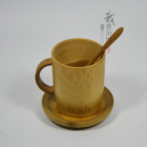Bamboo Coffee Cup With Saucer And Spoon Minimalist Design Natural Material Cylinder Shape For Tea Or Coffee - Product Image 5
