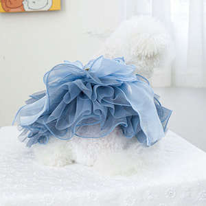 Qbellpet fabricant personnalisé bleu nœud papillon gracieux <span class=keywords><strong>chien</strong></span> automne hiver robe de mariée pour animaux de compagnie - Product Image 3