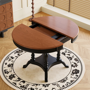 <span class=keywords><strong>Tavolo</strong></span> da Pranzo <span class=keywords><strong>Rotondo</strong></span> Pieghevole in <span class=keywords><strong>Legno</strong></span> Massello Stile Francese Vintage, Design Moderno Mid-century, Compatto ed Estensibile per Case Piccole, Doppio Uso - Product Image 1