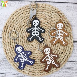 Rustic Funny Skeleton <b>Keychain</b> PU Leather Helloween <b>Keychain</b> Charm Lucky Keyring - Product Image 4