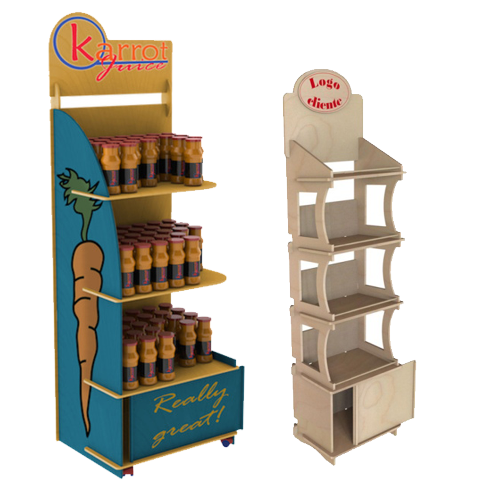 Hot Selling Customized Light Duty Wooden Laminated Plywood Display Racks Supermarket Shelves for Retail Store Display — view 4