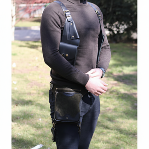 Paquete de cuero Drop Leg Bag para hombres mujeres cinturón Bum Bag multiusos motocicleta bicicleta deportes al aire libre - Product Image 1