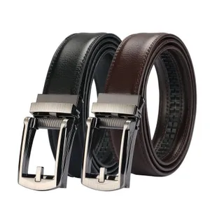 Alta qualidade homens preto couro genuíno negócio cinta cintura cinto automático ajustável conforto clique cinto automático