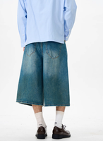 Shorts en jean tissé trois-quarts pour homme, coupe droite, style streetwear décontracté, boutonnés, en denim mi-épais, 100 % coton, collection Printemps-Été 2026