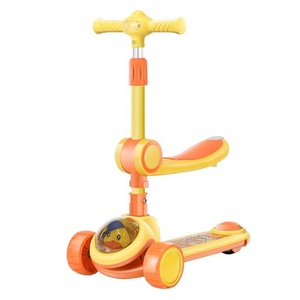 Nouveau Style <span class=keywords><strong>petit</strong></span> canard jaune en plastique Tricycle <span class=keywords><strong>pour</strong></span> enfants 3-en-1 Ride-On 24V électrique découverte lumière fonction musicale pliable - Product Image 1