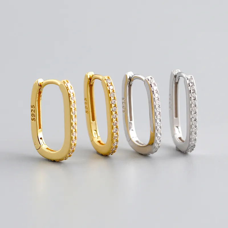 RINNTIN APE24 Cheap Aretes Jewelry Wholesale 925 Sterling Silver Gold Plated Huggie Earrings Women