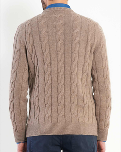 Custom Pure Cashmere Blend <strong>Men's</strong> Thick Crewneck Black Cable <strong>Woollen</strong> Knit Pullover Sweater for <strong>Men</strong> - Product Image 4