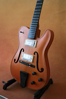 Guitare électrique jazz Yunzhi Archtop, 6 cordes, table en érable flammé massif sculptée à la main, touche en ébène, micros professionnels H/S