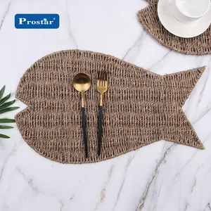 Modern ev dekor doğal su sümbülü placemats balık stilleri seagrass masa mat