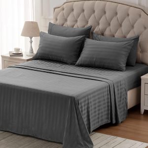 Khách Sạn Dệt Sang Trọng Mềm Sợi Nhỏ Bộ Đồ Giường Tấm 1800 Đếm Túi Sâu 4 Mảnh Khách Sạn Tấm Ga trải Giường Đặt Cho Khách Sạn Sử Dụng - Product Image 2