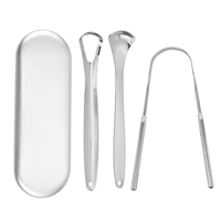 Vente en gros d'usine, gratte-langue professionnel en acier inoxydable, gratte-langue pour l'hygiène buccale, gratte-langue argenté, lot de 4