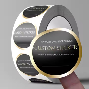 Cá Nhân Tùy Chỉnh Cuộn Không Thấm Nước Lá Vàng Vòng Nhãn In Ấn Tùy Chỉnh Kinh Doanh Sản Phẩm <span class=keywords><strong>Logo</strong></span> Dán Cho Bao Bì Nhãn - Product Image 1