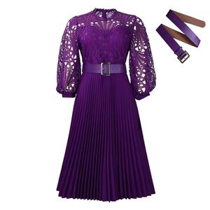 Robe plissée en dentelle crochet pour <span class=keywords><strong>femme</strong></span>, grande taille, manches longues, idéale pour l'église ou les soirées – Collection Automne (Vente en gros) - Product Image 6