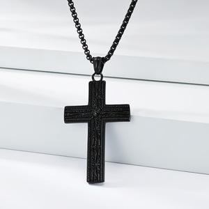 Cross-border yunnique retro punk style cross necklace for men, niche literary and versatile <b>titanium</b> steel sweater - Product Image 4