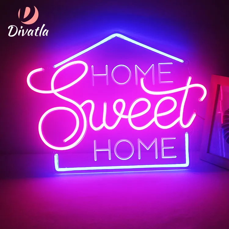 DIVATLA Hot Sale Residential Colorful 12V Pink Sweet Home Acrylic Body Neon Light Dimmer LED Neon Signs