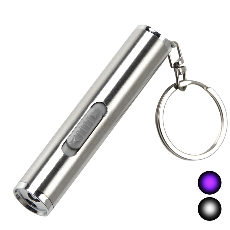 Stainless Steel 2 in 1 Led Uv Lights Mini Uv Led 365nm for Money Tobacco Alcohol Anti-counterfeiting Detection