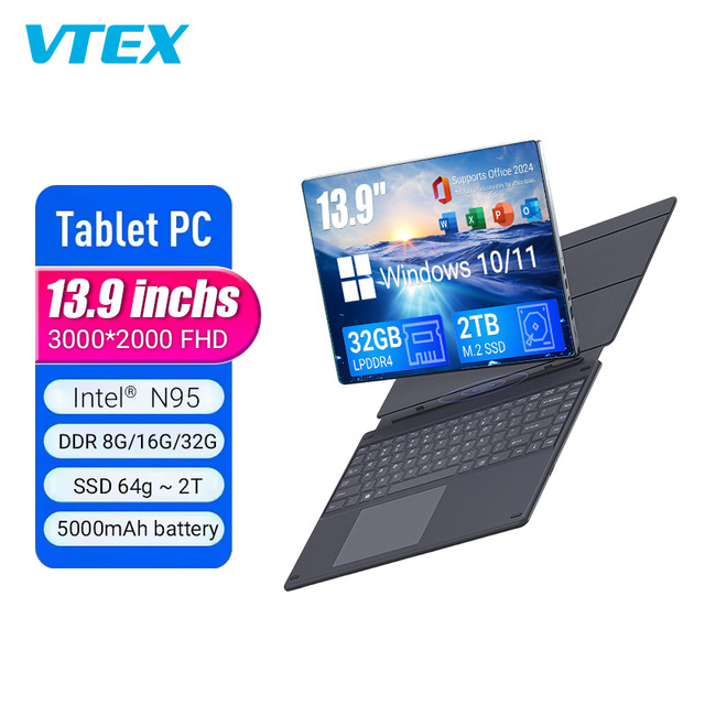 13.9 " 2-in-1 Tablet 12th Gen N95 CPU 3K TouchScreen LPDDR5 16GB Full-featured Type-C Keyboard Case Surface 2-in-1 Tablet Laptop