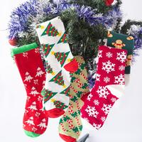 Calcetines Navideños Jacquard OEM con Diseño de Papá Noel, Muñeco de Nieve y Reno, de Algodón Peinado, para Mujer, a Media Pantorrilla, Diseño Personalizado