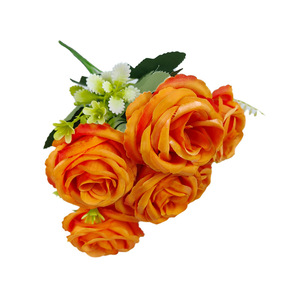6 Rosas de Seda con Ramas Divididas, Flores Artificiales de 35 cm de Altura, Decoraciones de Boda, Ramo de Flores Artificiales para el Hogar - Product Image 5