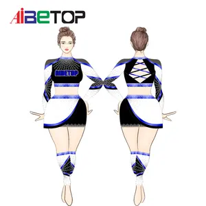 2023 High School Long Sleeve Youth Girl Cheerleader Costume Custom Sexy All star Cheerleading Uniforms