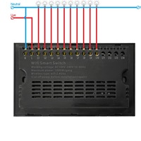 Interrupteur intelligent WiFi/écran tactile 4/5/6/8/10 voies 147 mm, compatible application Smart Life, en verre trempé ABS, 10A, sans fil neutre